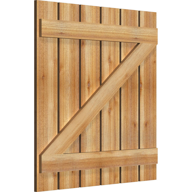 Volets espacés de 5 3/8 po avec barre en Z, cèdre rouge de l'Ouest TimberCraft (par paire), 34 3/4 po, 36 po