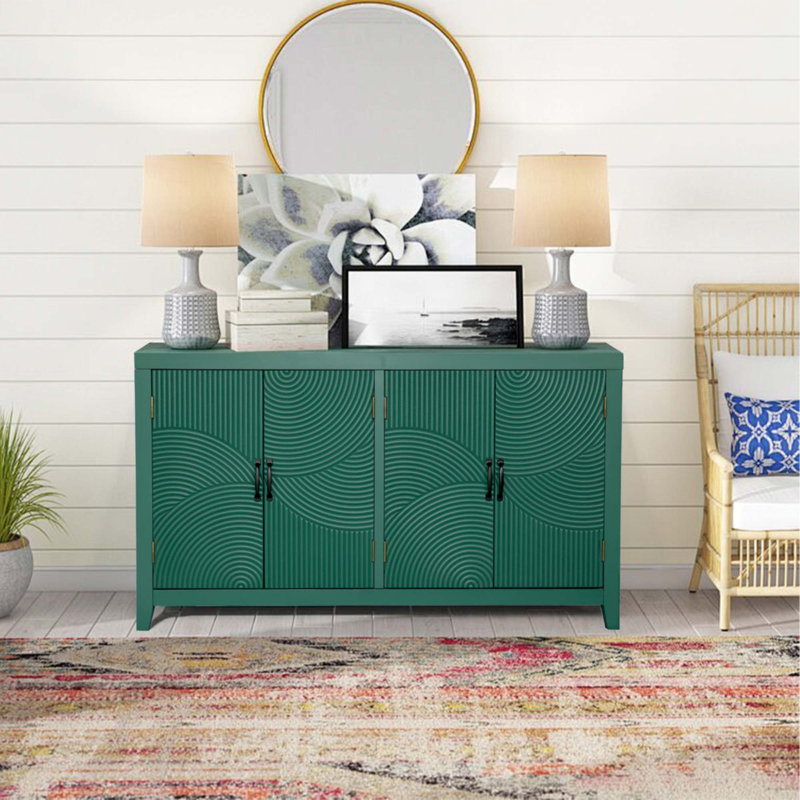 Buffet décoratif 59 "vert avec 4 portes