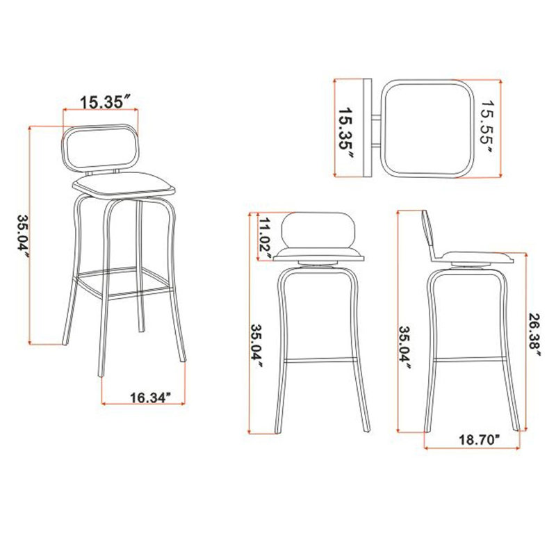 Izela Modern Counter Height Stool w/ Memory Swivel, Black, Counter Stool (25.98" Seat Height)