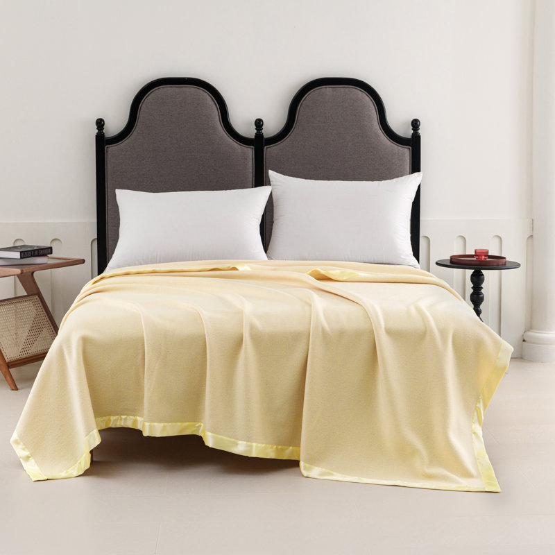 Full Taupe Fleece Reversible Blanket with Satin Trim