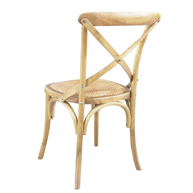 Chaise d'appoint en bois massif à dossier croisé Vanderpool, Nature