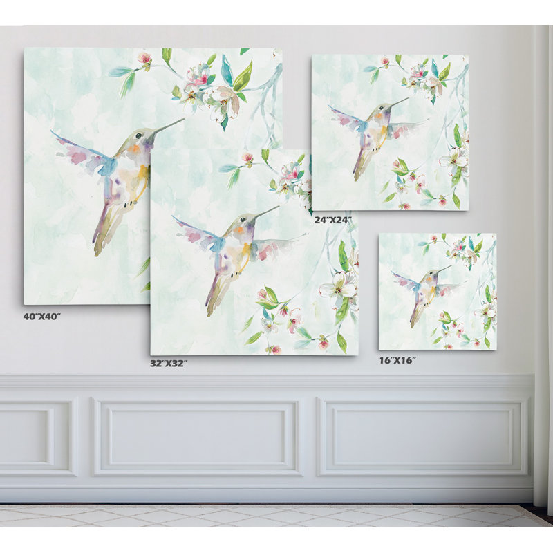 " Hummingbird I ", Wrapped Canvas, 16" H x 16" W x 1.5" D