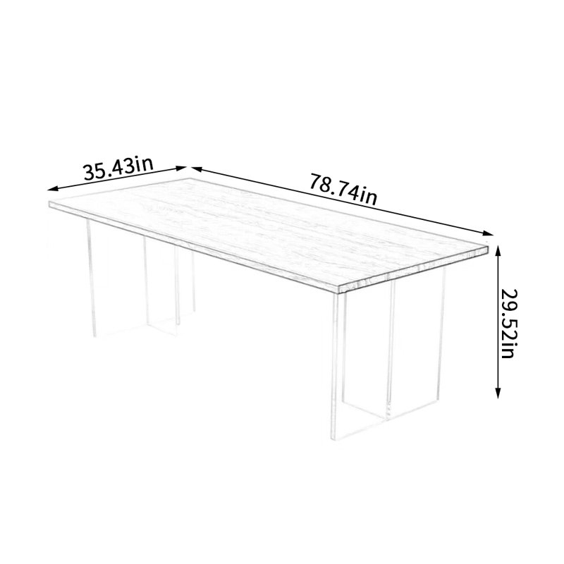 Solid Wood Top Dining Table, 35.43" W x 78.74" L