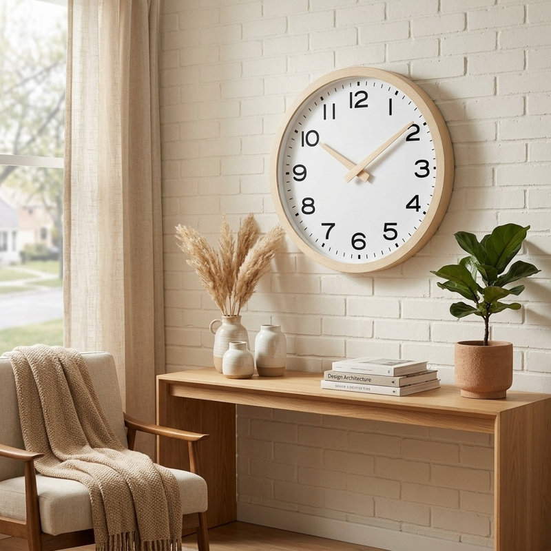 Horloge murale 12 pouces, silencieuse et moderne, Bois