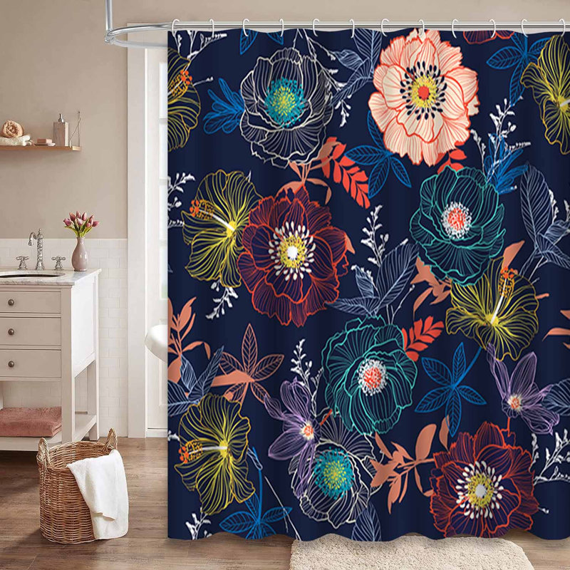 Rideau de douche avec 12 crochets Line, L 72 po x l 72 po