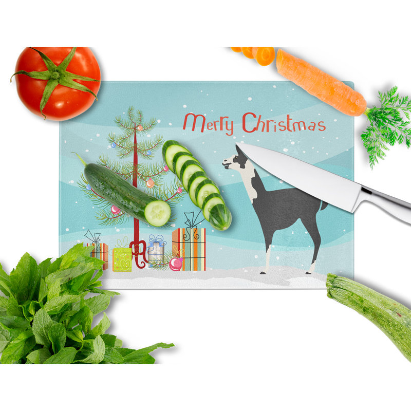 Planche à découper de noël en verre trempé llama q pi caroline