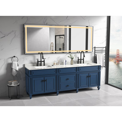 96 X 36 Inch LED Bathroom Mirror With Aluminum Frame, Wall Mounted Vanity Mirror, Anti-Fog, Memory, 3 Colors, Stepless Dimmable