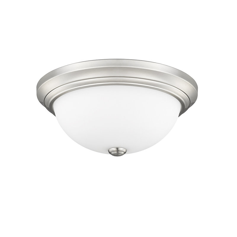 Plafonnier encastré 13 po à 2 lumières Alexzandrya, Nickel brossé