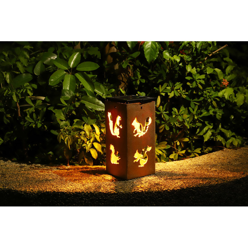 Solar Themed Silhouette Indoor/Outdoor Garden Décor Lantern, Squirrel