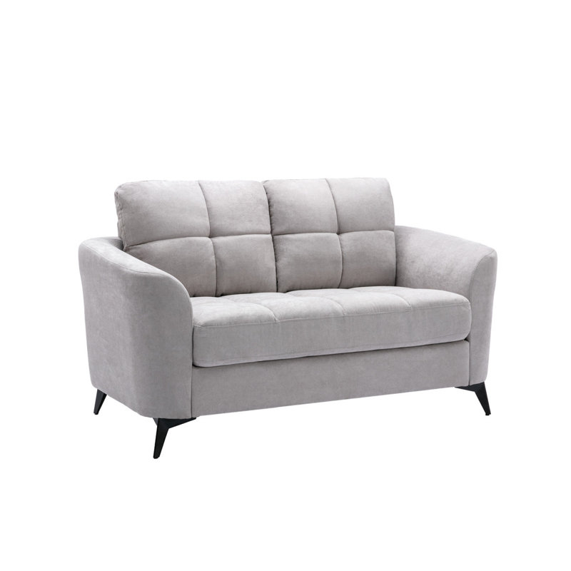 Causeuse en tissu tissé gris clair l 60 po Carlotta