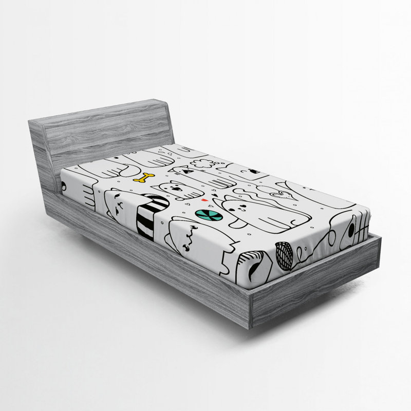 Twin Cartoon Cats Multicolor Microfiber Fitted Sheet