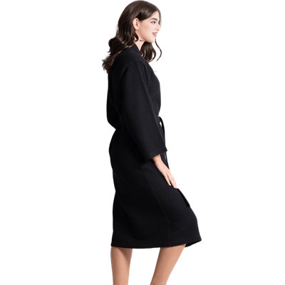 Peignoir mi-mollet 100% coton gaufré avec poches