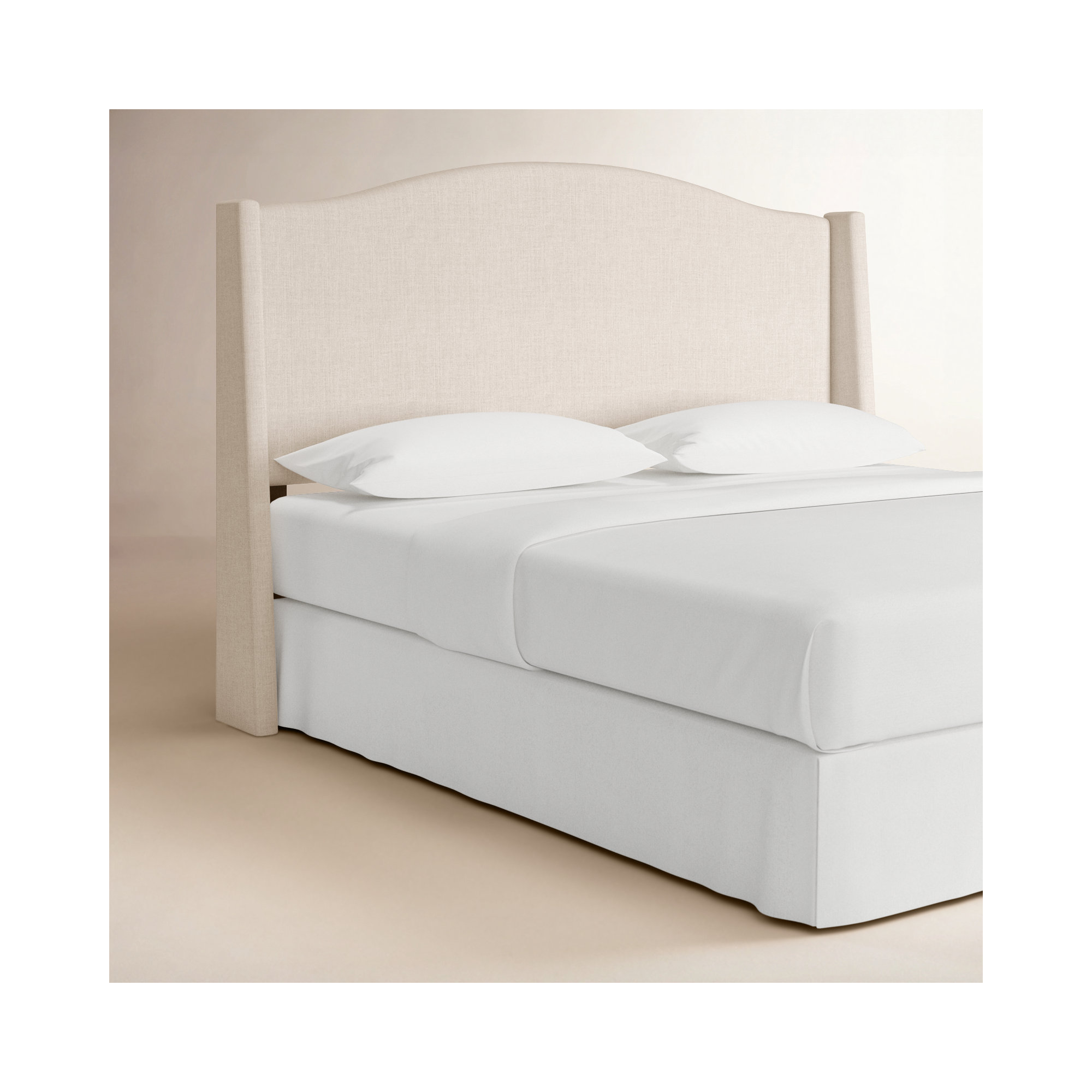 Byrd Upholstered Wingback Headboard, King, Classic Talc Linen