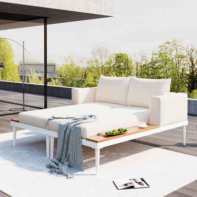 55.02'' Wide Rectangle Iron Patio Daybed with Cushions