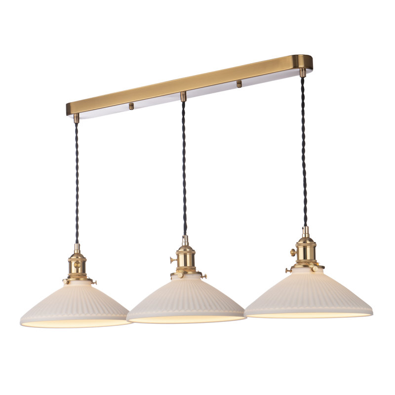Hadano 3LT SUSPENSION WITH CERAMIC SHALLOW SHDS, Natural Brass