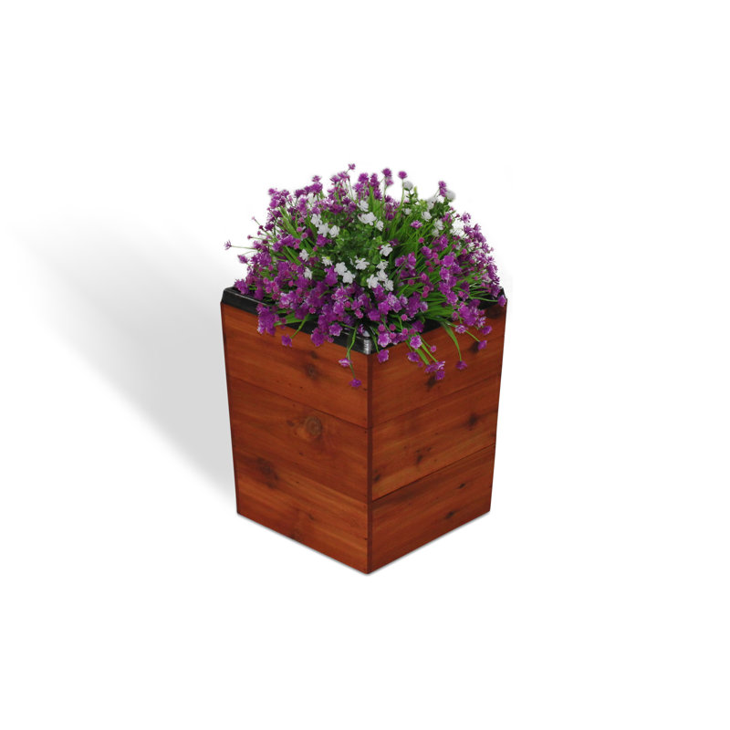 Campton Handmade Wood Planter Box, Bold Cedar, 17" H x 14" W x 14" D
