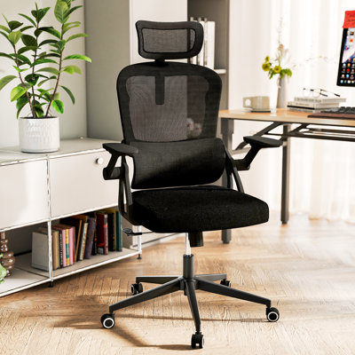 Omir Ergonomic Office Chair With Lumbar Support & Flip Up Arms Home Office Desk Chairs Rockable Swivel High Back Computer Chair Mesh Study Chair