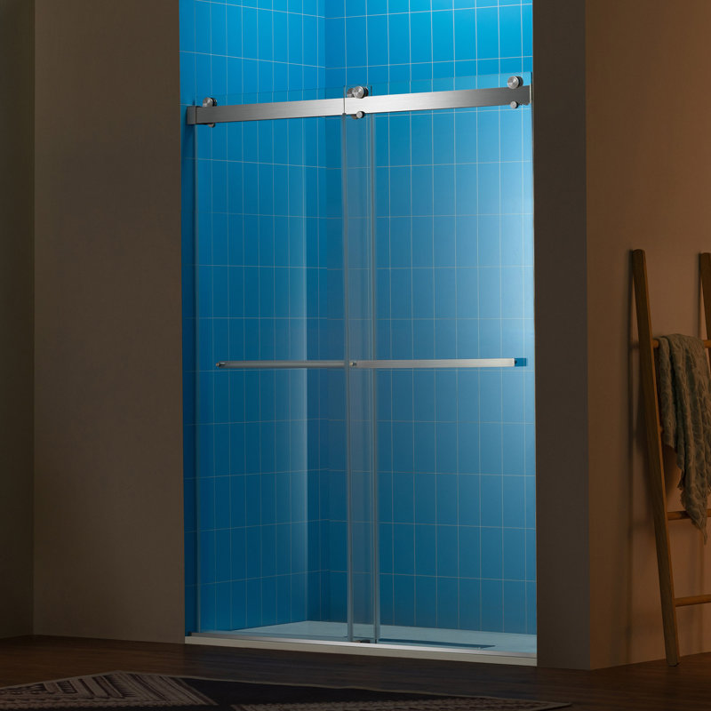 WOODBRIDGE Frameless Double Sliding Shower Door with Soft Close System, 56-60" Width x 80"Height with 3/8"(10mm) Clear Tempered Glass