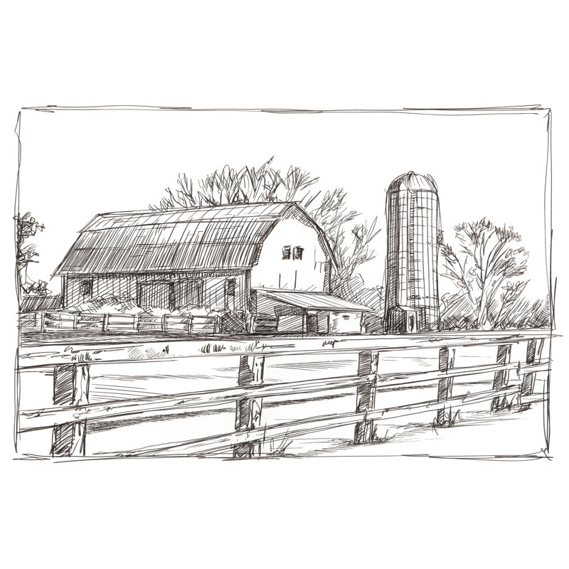 Croquis de ferme I, H 8 po x l 12 po x P 1,25 po