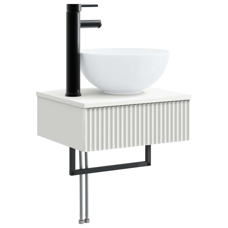 Single Bathroom Vanity with Ceramic Basin, White