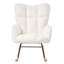 Chaise berçante en tissu, structure en métal, conception ergonomique pour le confort dans la maison et la chambre à coucher, blanc, limite de poids de 300 lb-1546456123