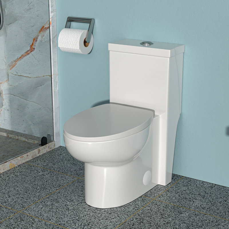 Toilette en céramique blanche avec double chasse et hauteur confortable - Siège ergonomique pour salle de bain