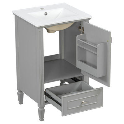 Meuble-lavabo simple avec comptoir en céramique