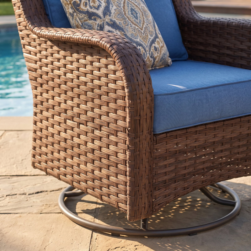 Swivel Patio Club Chair with Cushions , Slate Blue