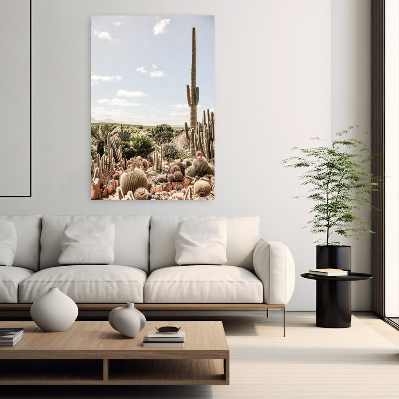 Art contemporain contemporain avec cactus, H 60 po x l 40 po