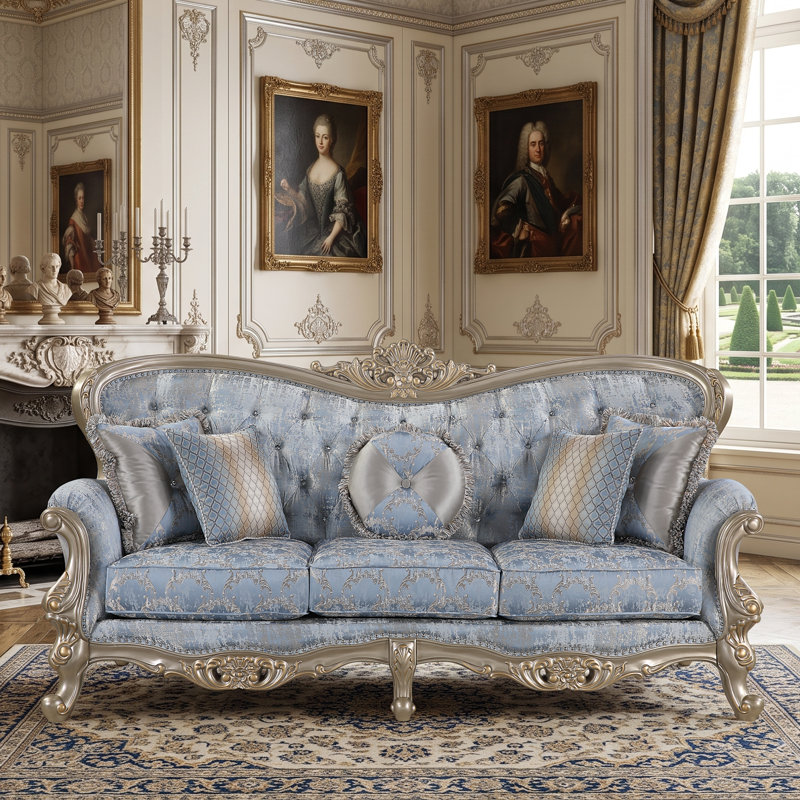 Canapé Monarch en bleu et champagne