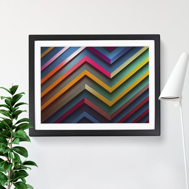 Chevron - Single Picture Frame Print, 46cm H x 64cm W x 2cm D, Black Framed