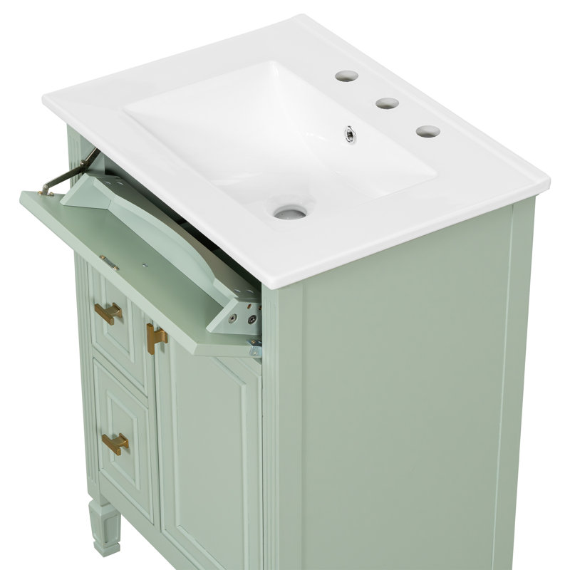 Meuble-lavabo 24 po avec lavabo, Vert, 24"