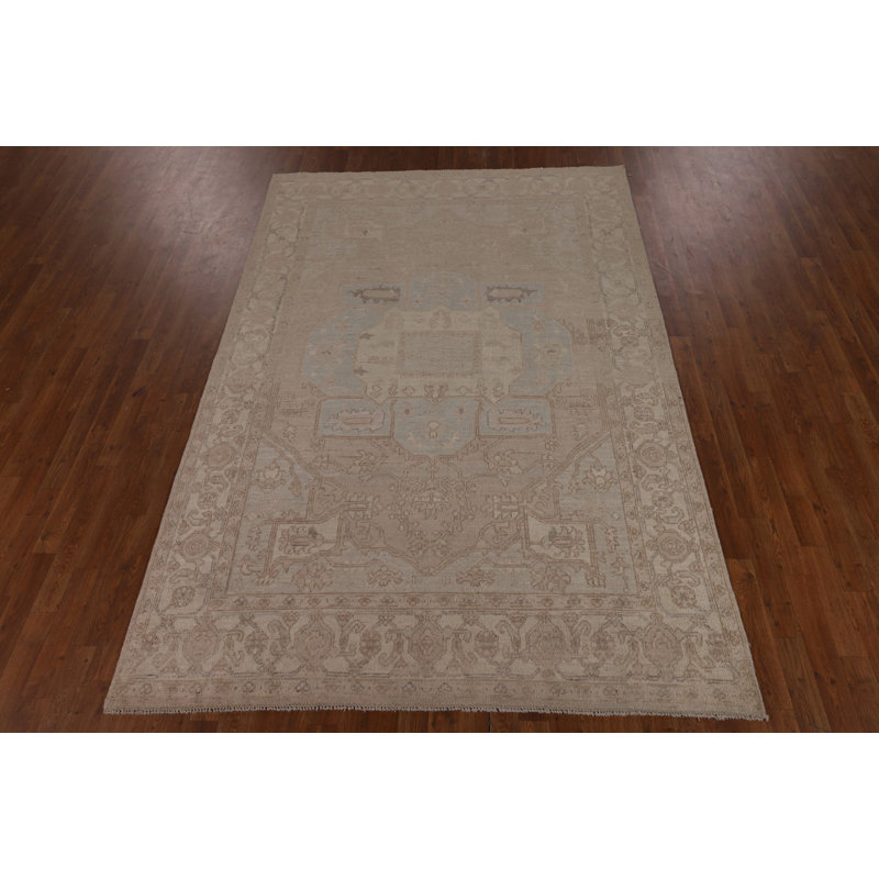 Vegetable Dye Geometric Oushak Area Rug 6x9