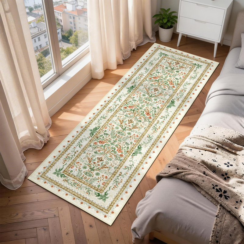 Tapis lavable moderne avec envers antidérapant, Beige, 2 x 6 pi