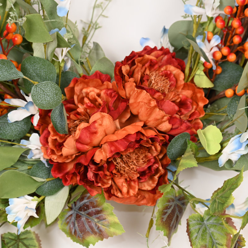 24" Every Day Peony Berry Eucalyptus Front Door Wreath