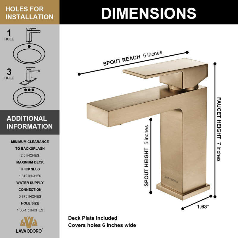 Single-handle Bathroom Faucet with Drain Assembly, Champagne Bronze