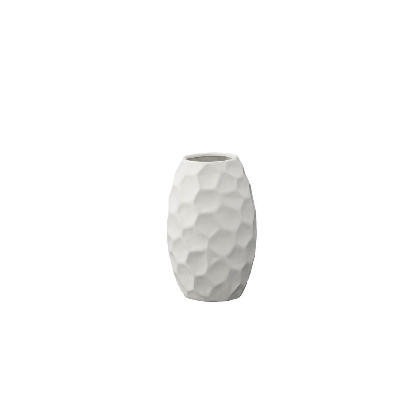 Vase en céramique blanc mat, H 10 po x l 6,5 po x P 6,5 po
