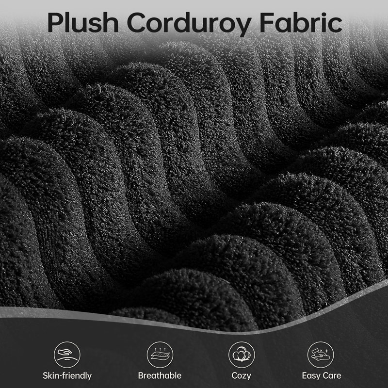3 Seater Velvet Sofa & Chaise, Right Hand Facing, Black
