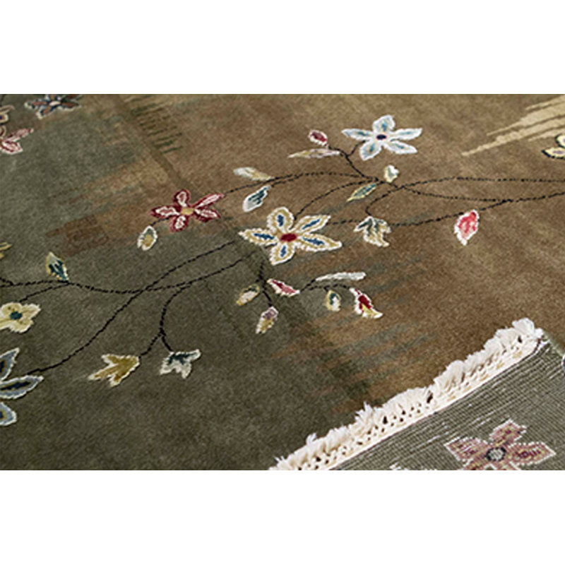 Hand Woven Silk and Wool Floral Area Rug