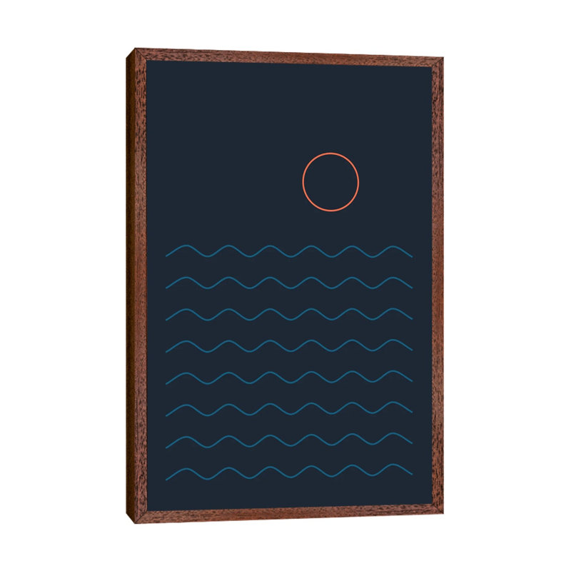 La Mer Nuit - Print on Canvas, Brown Framed, 66.04 cm H x 45.72 cm W