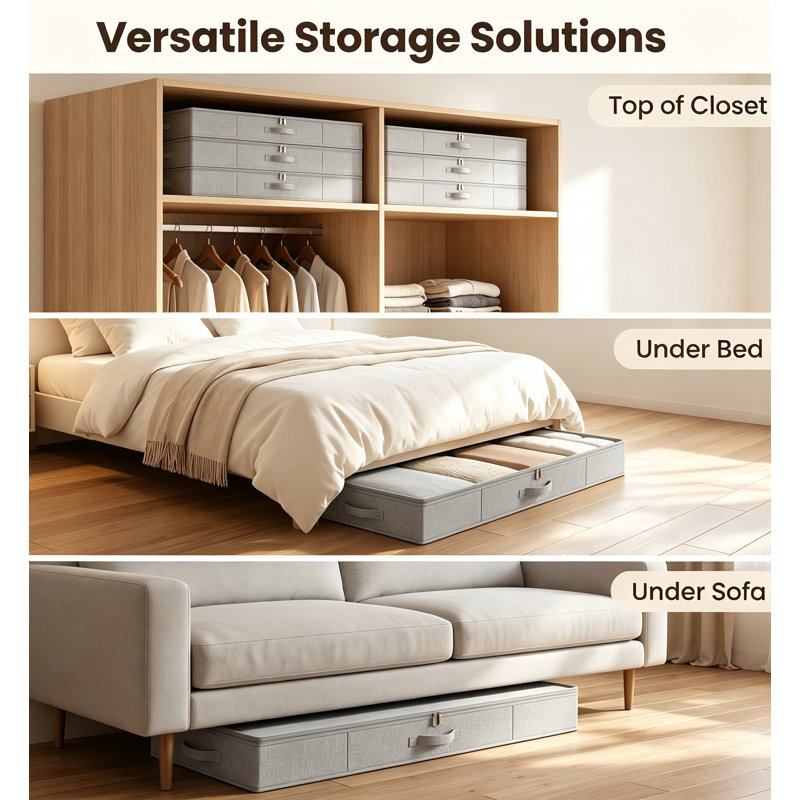 2pk 12cm Underbed Storage Boxes with Zipped Lids