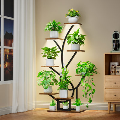 Support pour plante d'intérieur en métal 50 po avec lumières de croissance, étagère d'intérieur à 8 niveaux pour plantes d'intérieur