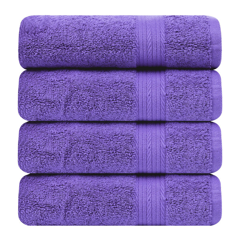 Luxurious Purple Cotton Bath Towel Set of 4