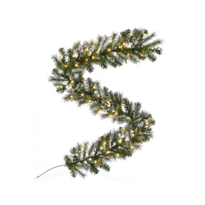 0'' in. Lighted Faux Pine Garland