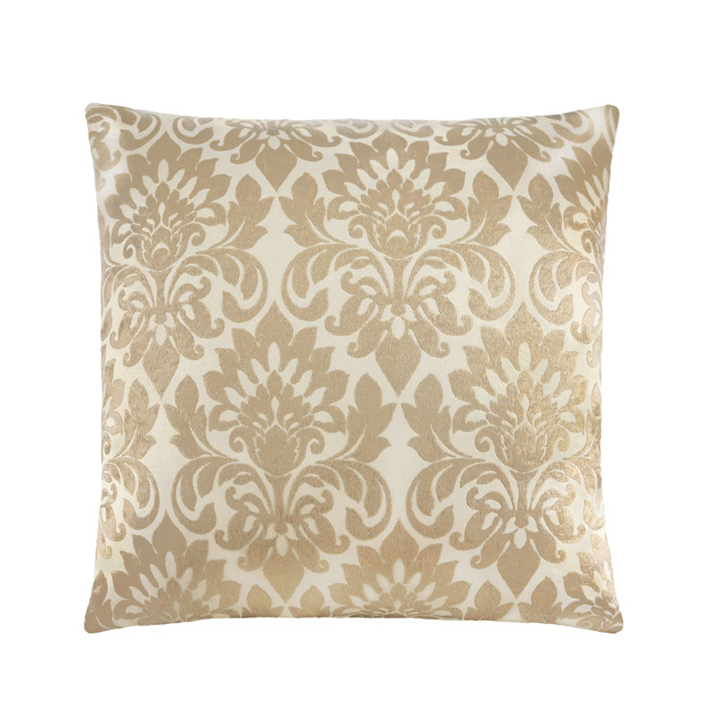 Sutton Damask Reversible Throw Pillow, Tan