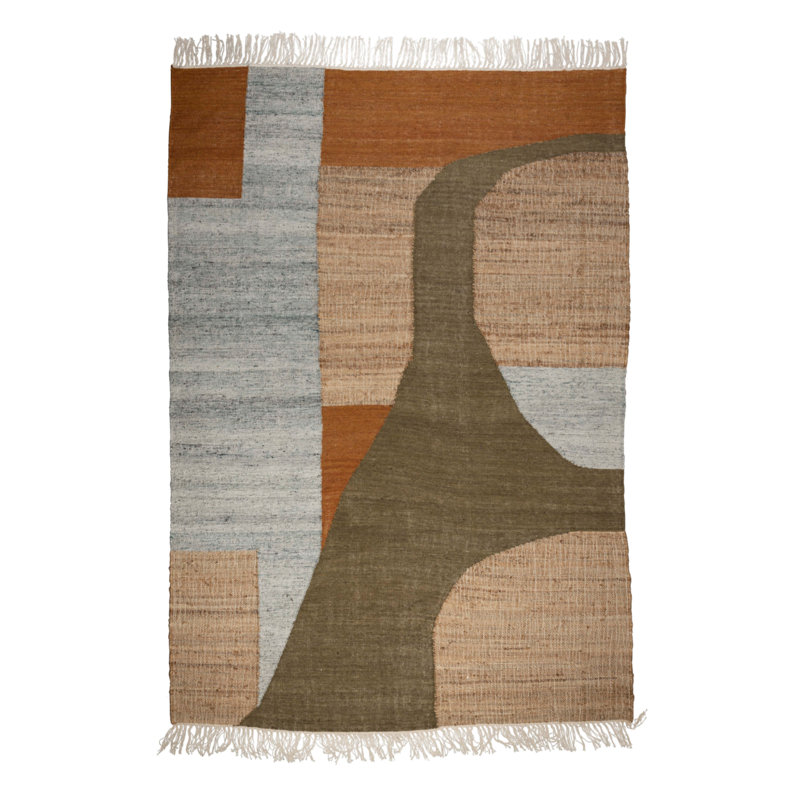 Pavilion Abstract Area Rug in Brown, Rectangle 6'5" x 10'
