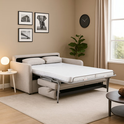 LunaNest Performance Fabric Full Size Convertible Sleeper Sofa Bed with Memory Foam Mattress, Sleeper Sofa bed for Livingroom 