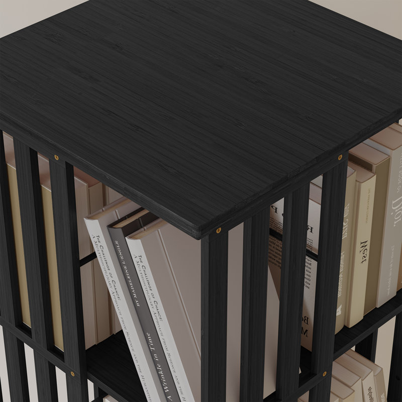 Tour de bibliothèque rotative, étagère de rangement en bambou sur 4 niveaux à 360 °, étagère de rangement étroite pour enfants et adultes, petite bibliothèque