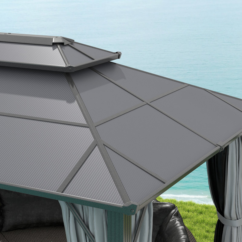 33 Ft. W x 25 Ft. D Aluminium Hardtop Gazebo, Anthracite Grey