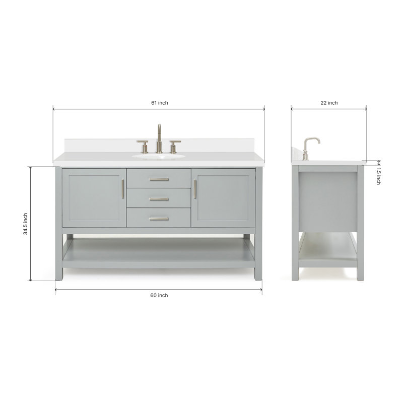 Bayhill 61'' W Single Vanity, Gray